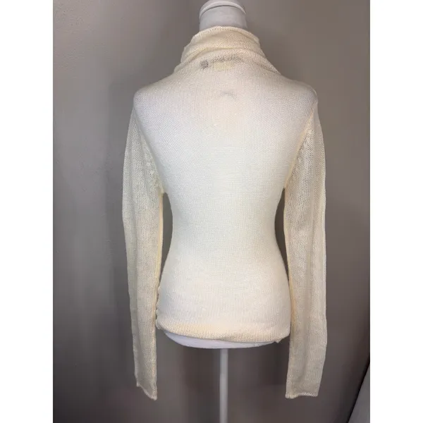 Zara SRPLS Turtleneck Sweater Womens‎ S Cream Sheer Open Knit Minimalist Neutral - Image 3