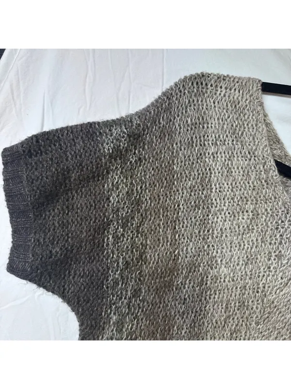 Paraphrase Women’s Small Oversized Y2K Wool Blend Sweater Boxy Pullover Knit Brown Tan - Image 5