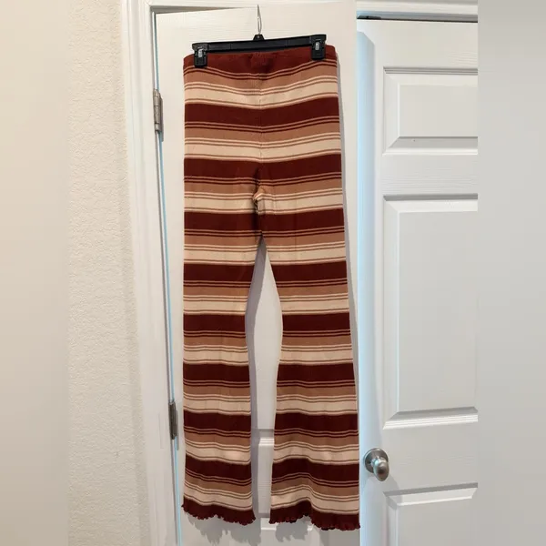L. A Hearts Striped Brown and‎ Cream Flare Pants - Image 6