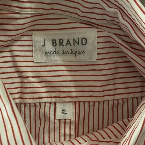 J Brand classic red/white striped long sleeve button-down shirt Size XL - Image 7