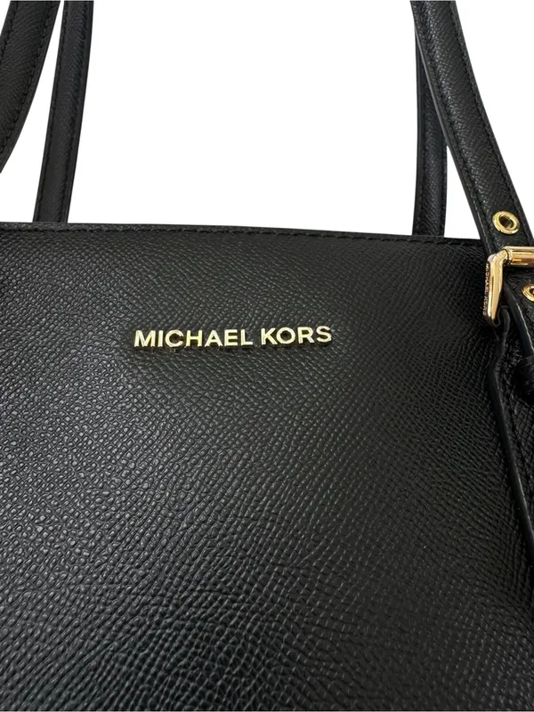 Michael Michael Kors Voyager Medium Crossgrain Leather Tote Bag Black - Image 5