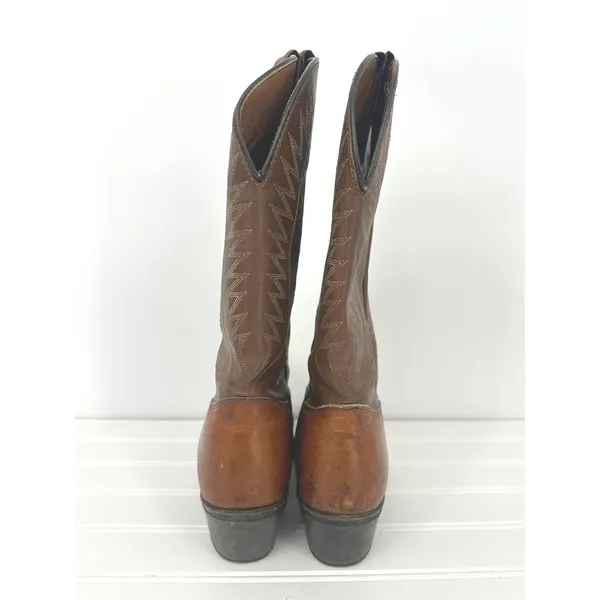 Vintage Western Cowboy Boots Women Size 9M Brown Leather Texas USA Hypalon Rodeo - Image 2