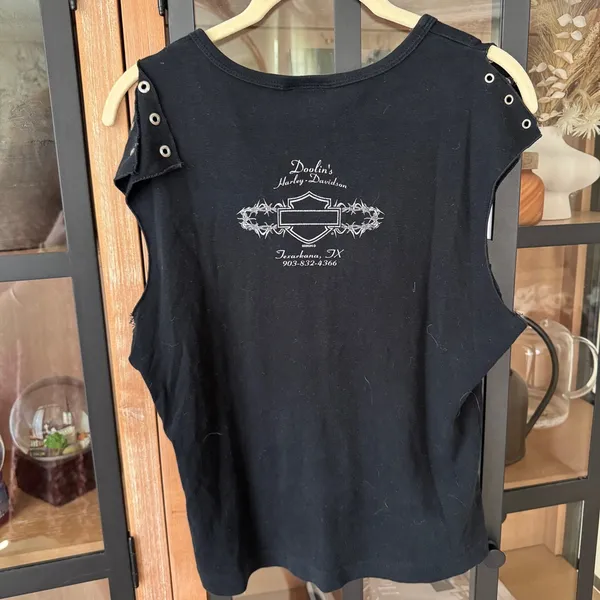 Vintage 2003 Harley Davidson stars baby tank top grommet short sleeve muscle y2k - Image 5