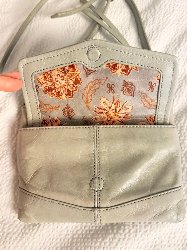HOBO Leather Crossbody Bag in Light Gray - Image 2