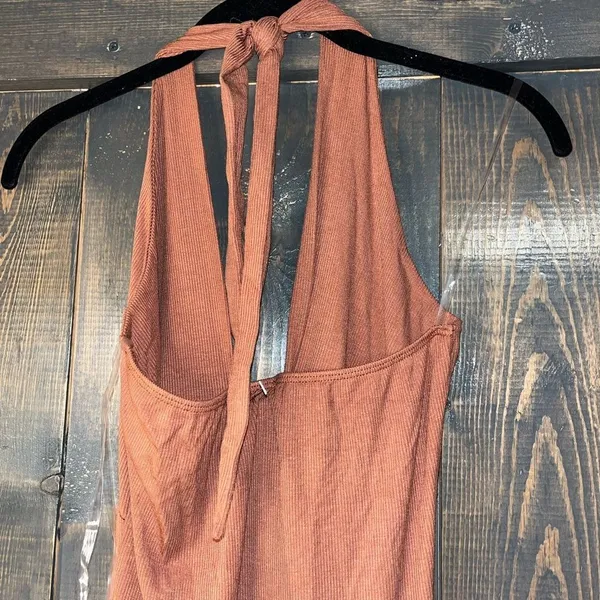 See You Monday Elegant Terracotta Halter Maxi Dress Ribbed Knit‎ Summer Beach Boho Chic F59 - Image 7