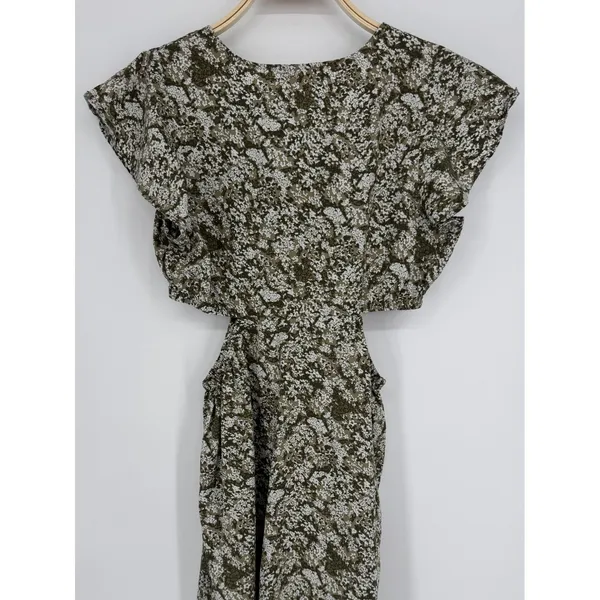 Rails Nyla Olive Vine Cut Out‎ Mini Dress Medium Green Floral Boho Summer Cotton - Image 8