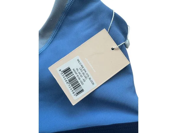 WILO Blue Ribbed Colorblock Bra Size XS NEW NWT - Image 4