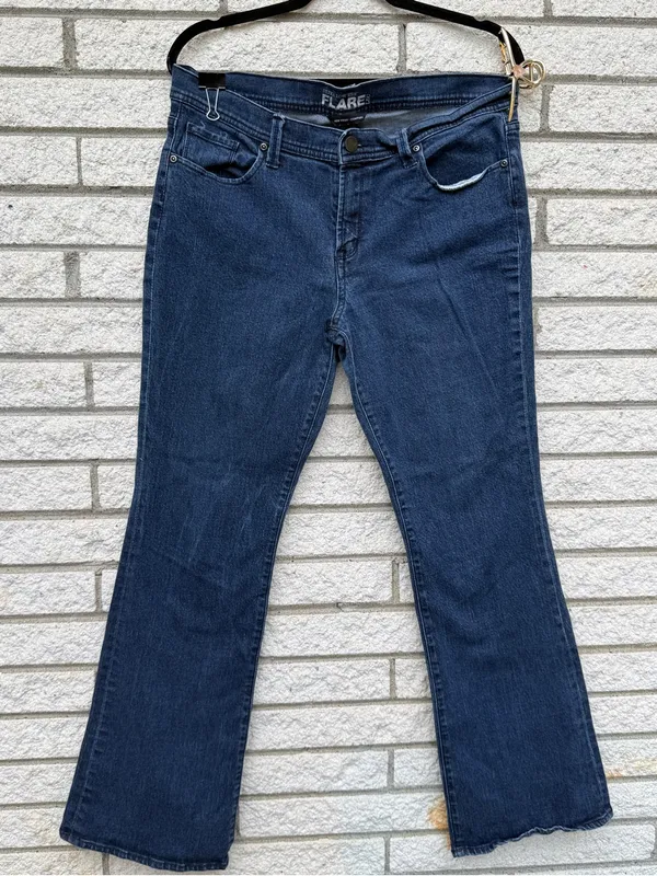 New York & Company Dark Indigo Wide Leg Flare Jeans - Image 2