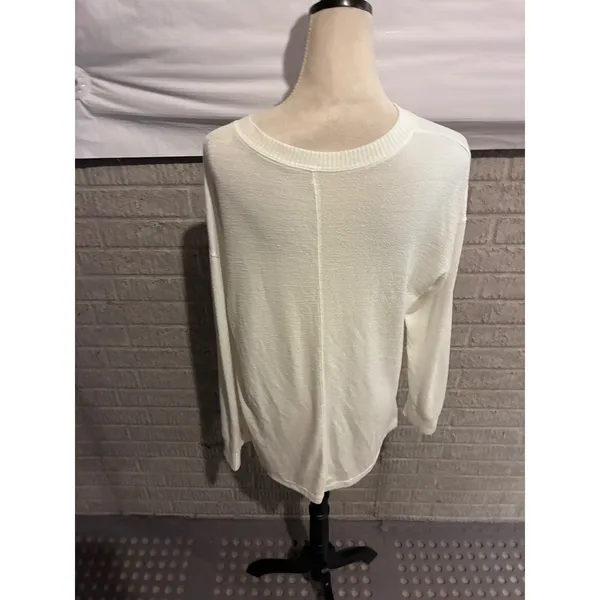 Abercrombie & Fitch Soft A&F Cozy Henley Top Cream White Knit Long Sleeve Medium - Image 2