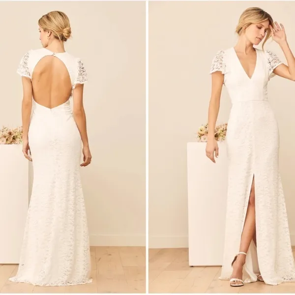 LULU's Sophisticate Bridal Wedding Floral Lace Flowy Mermaid Trumpet Gown NWOT - Image 8