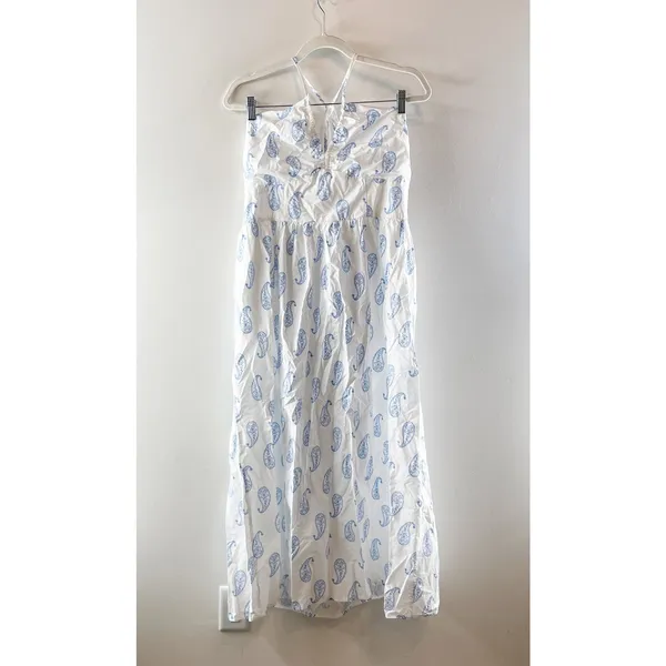 Universal Threads Halter Neck Maxi Dress White Light Blue Paisley Large - Image 2