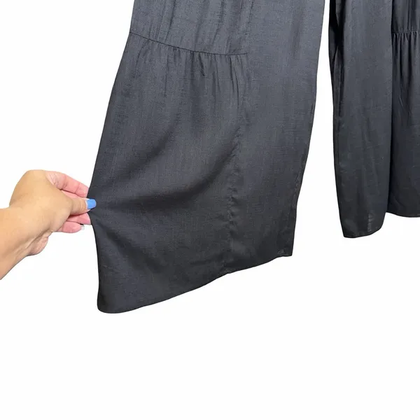 Patrons of Peace Womens S Black Wide Leg Palazzo Pants Tie Waist Boho Rayon - Image 8