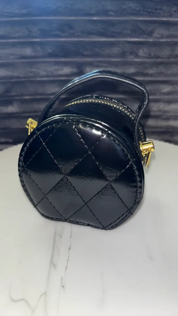Mini Black Quilted Round Top Handle Bag 🌸 - Image 7