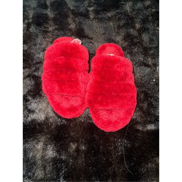 UGG‎ Fluff Yeah Red Slides Slingback Shoes Slippers Sandals Size 4 - Image 2