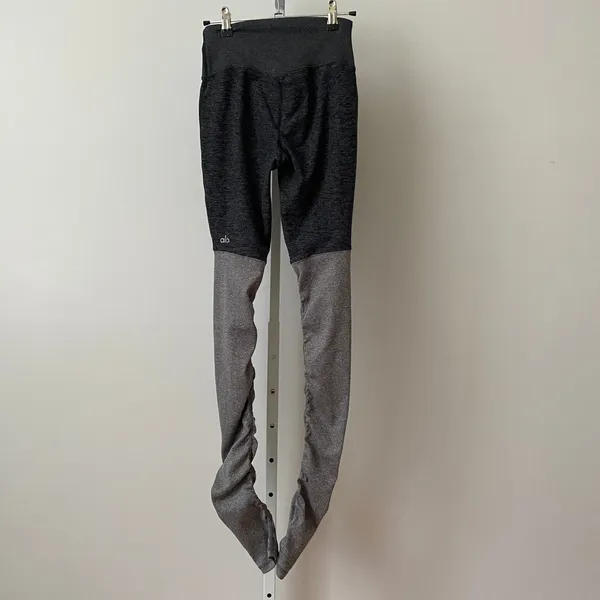 Alo Yoga XS Gray High Waist Goddess Leggings‎ Ribbed Colorblock Yoga Pants - Image 6