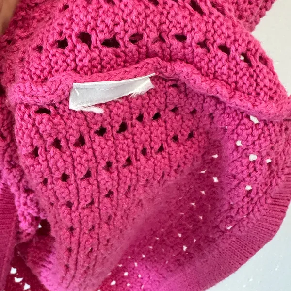 Gap Womens Pink Crochet Knit Ruffle Sleeve Sweater Top Size Medium Boho - Image 7