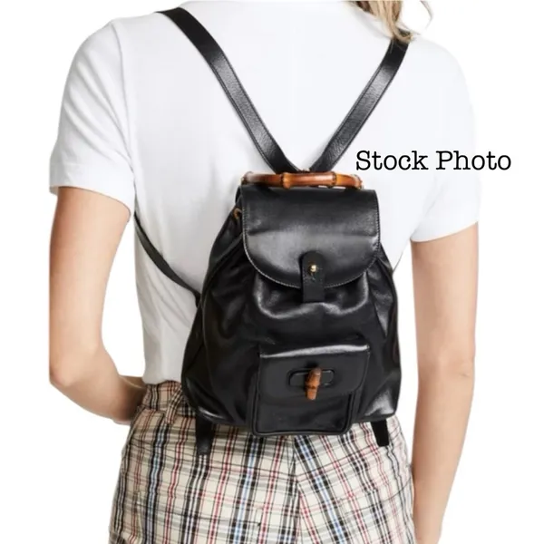 Gucci Black Leather Bamboo Mini Backpack - Image 2