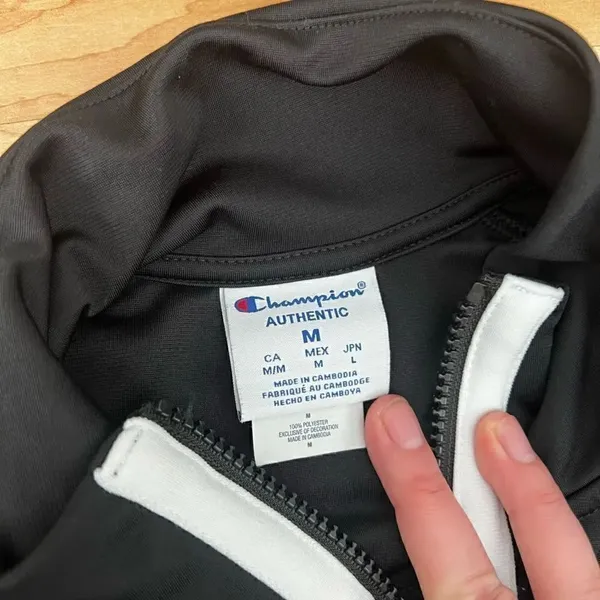 Champion Black and White Zip Up Track Jacket Women’s Medium - Image 4