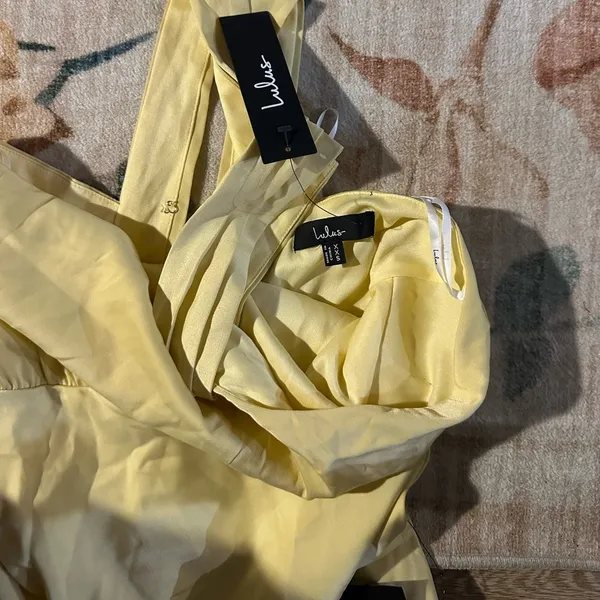 LULU’S Sleek Essence Light Yellow Satin Halter Sleeveless Mini Dress - Image 7
