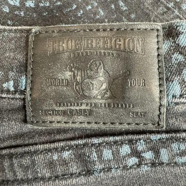 True Religion Casey Jeans Sz 25 Black & Blue Snakeskin Skinny‎ Stretch - Image 8