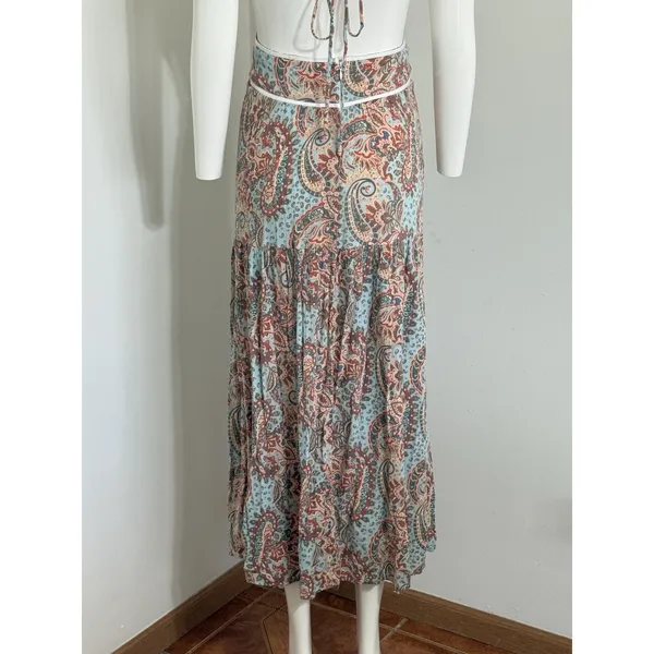 Blue B Collection Women’s Maxi Dress Paisley Boho Strappy V-Neck Beach Resort S - Image 7