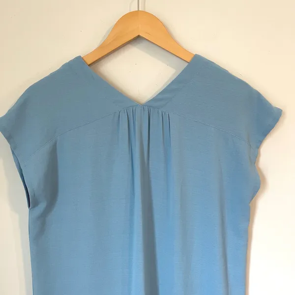 Prologue Women's Dress Size‎ Small Blue V Neck Midi Cap Sleeve Casual - Image 4