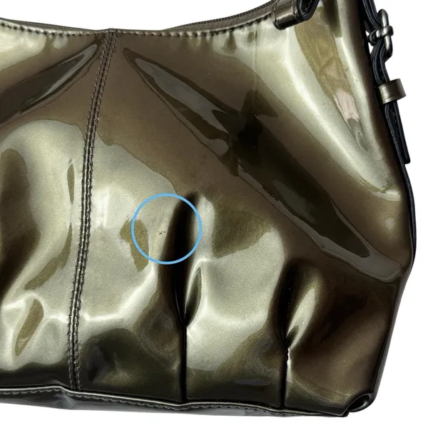 Coach‎ Y2K Madison Patent Leather Demi Small Pleated Pewter Handbag Pouch 46619 - Image 8