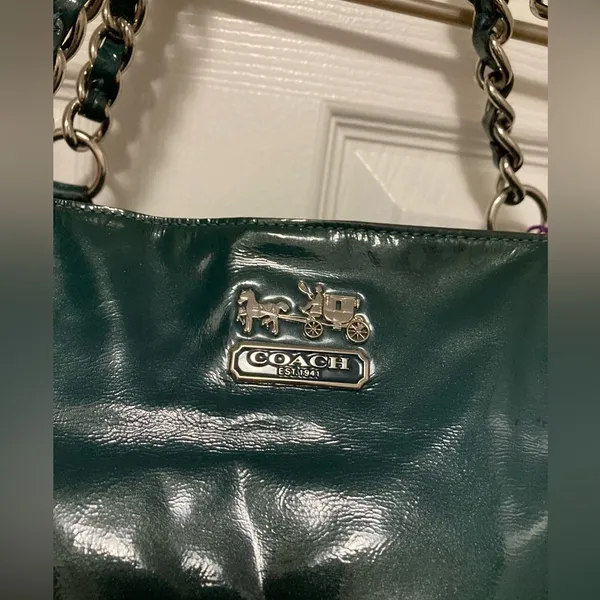 *Coach 18770 Chelsea Teal Hunter Green Patent Leather Tote Shoulder Bag - Image 2