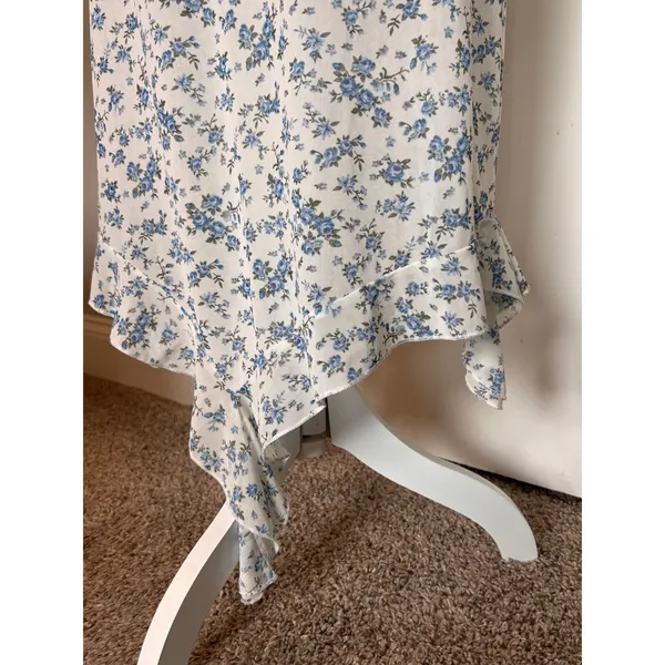 Floral Mesh Dress Womens S Handkerchief‎ Hem Y2K Cottage Coquette Romantic Party - Image 5