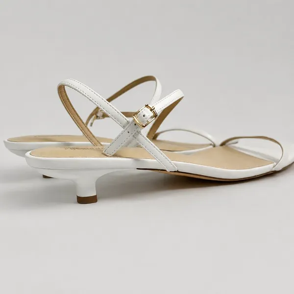 CUSHIONAIRE Soprano Kitten Heel Sandal Womens 11M White Strappy Square Toe Chic - Image 4