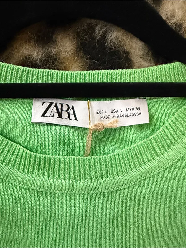 Zara Neon Lime Knit Crop Tank - Image 2
