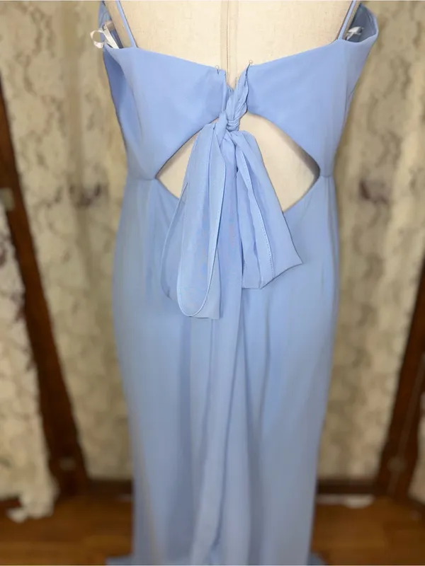 Beautiful New Dessy Collection Thread Sky Blue Chiffon Gown! - Image 6