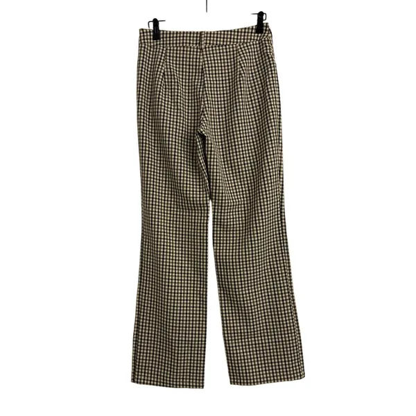SHEIN Retro Brown Plaid High Rise Checkered Wide Leg Loose Pants Size Women's 6 - Image 3