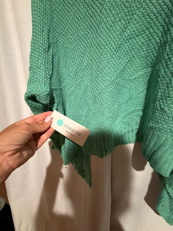 Pink Clover Green Open Front Batwing Sleeve Knit Cardigan Sweater Size M - Image 4