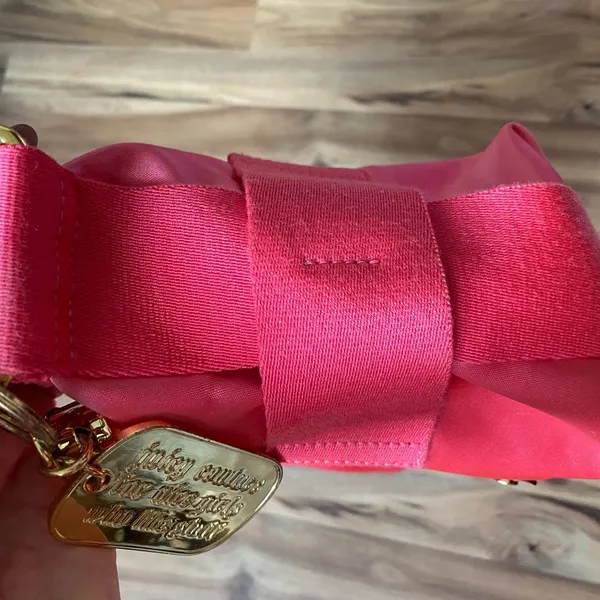 Satin pink shoulder gold chain Transparent Pocket In Front S -NWT - Image 12