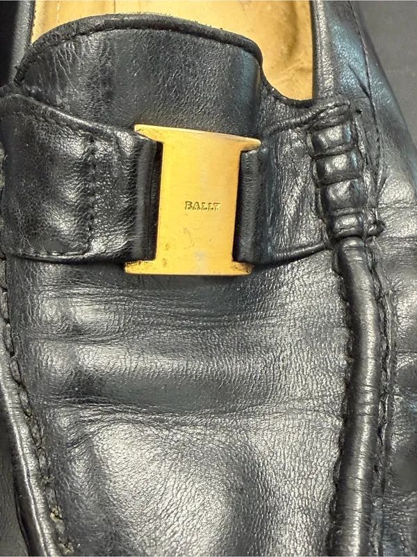 Bally Tempest Black Leather Loafers Well Loved Size 8.5 - Image 4