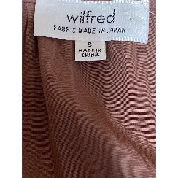 Aritzia Wilfred Shanina Womens Brown Deep V Neck Long Sleeve Tie Blouse Top Sz S - Image 5