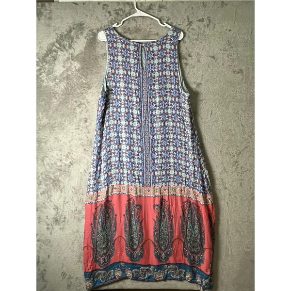 Sundance‎ Sleeveless Border Print Midi Dress Size 16 Boho Folk Art Lagenlook - Image 3