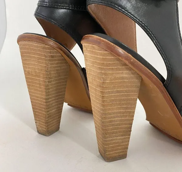 Anthropologie No 704b Almada Black Ankle Strap Patent Leather Size 39.5M Heels - Image 13