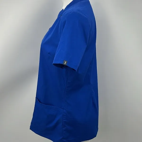 Jaanuu short sleeve V neckline royal blue scrub top with pockets - Image 3