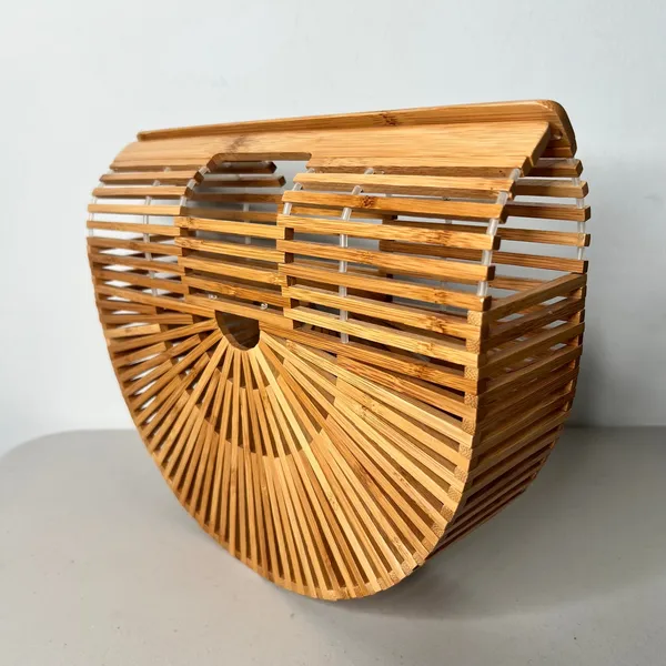 Bamboo Natural Half Moon Handbag - Image 8