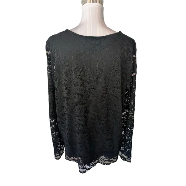 Company Ellen Tracy Black Lace Lined Blouse Size XXL - Image 2