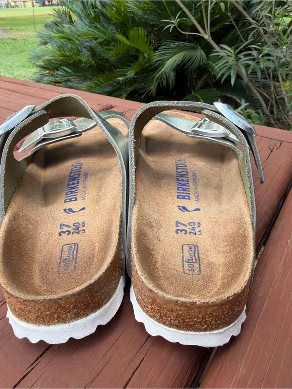 Birkenstock Arizona Metallic Silver Soft Footbed Sandals 37 US 6.5 $154 - Image 7