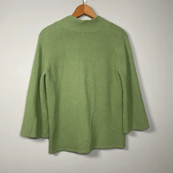 Tweeds Soft Green Angora Lambswool‎ Wool Cardigan 1 Button Sweater Kimono Size S - Image 4