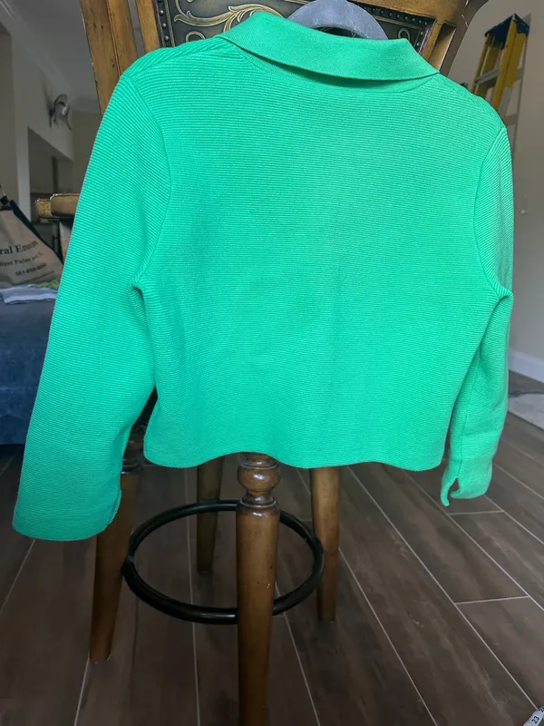 Alice + Olivia Ila Green Collared Knit Jacket Medium - Image 7