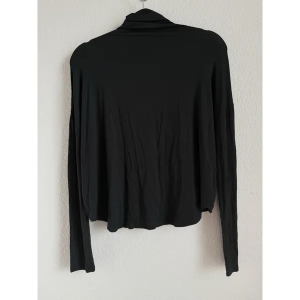 Aritzia Babaton Small Long Sleeve Top Shirt Black Mock‎ Neck Lightweight Cropped - Image 8