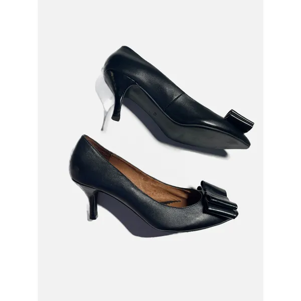 Jeffrey Campbell Pumps Womens 8.5 Black Leather Bow Kitten Heel Ibiza Last Dress - Image 2