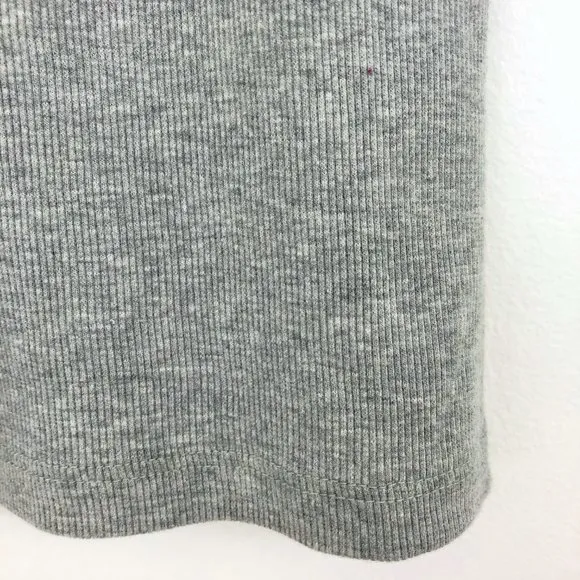 Abound New Cropped Henley Tank Top Scoop Neck Ribbed Heather Grey - Image 8