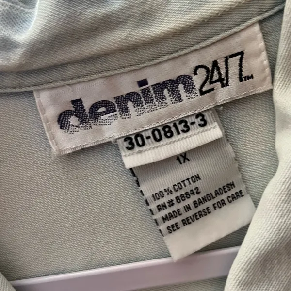 Vintage Denim 24/7 Button Up Gray Size 1X - Image 4