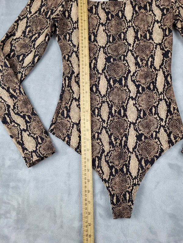 A.L.C. x Bandier Bodysuit Womens Size S Small Python Snakeskin Cutout Mock Neck - Image 4